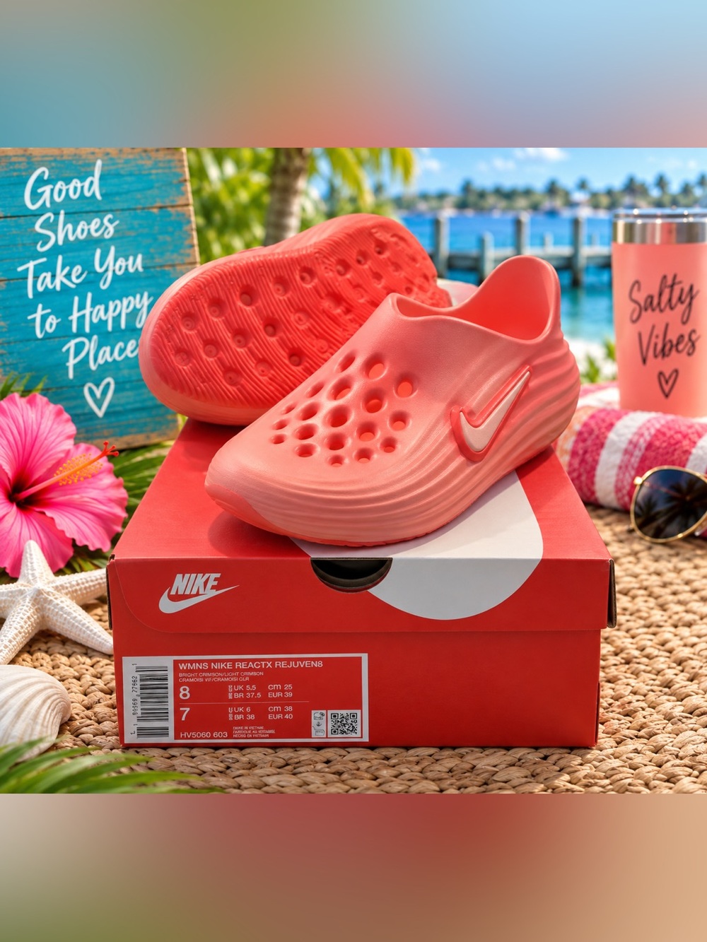 Nike ReactX Rejuven8 Women’s Coral Pink Recovery Clogs